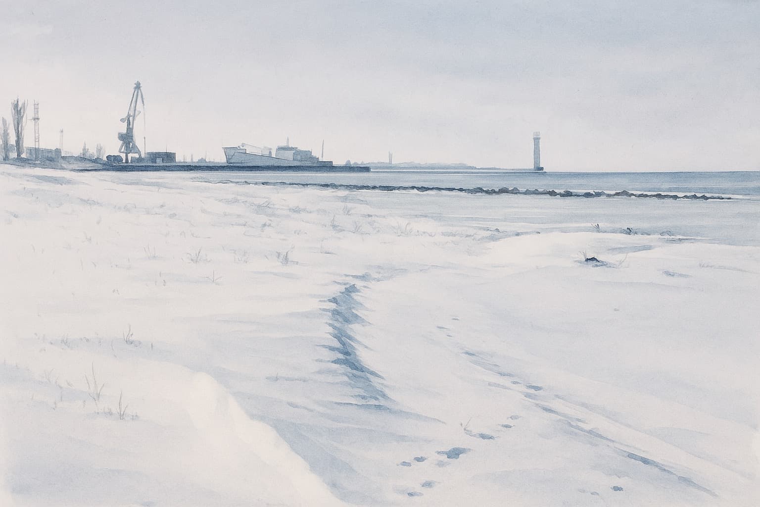 Приморско-Ахтарск. Заснеженное побережье Азовского моря