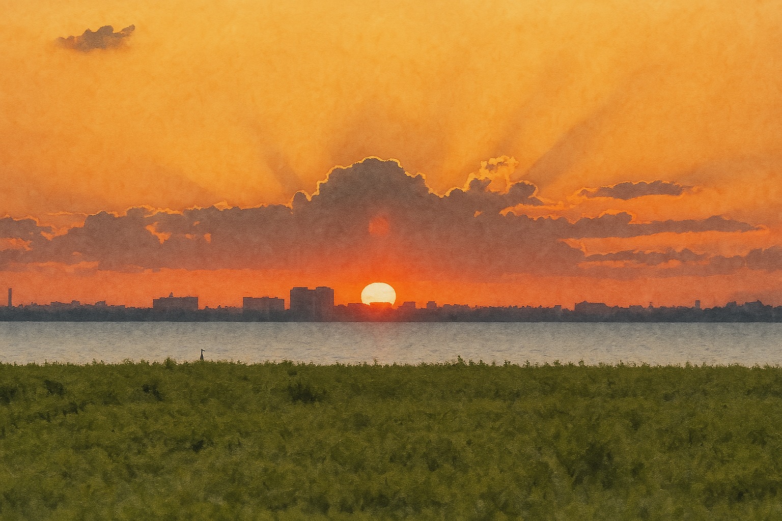 Закат на Краснодарском водохранилище